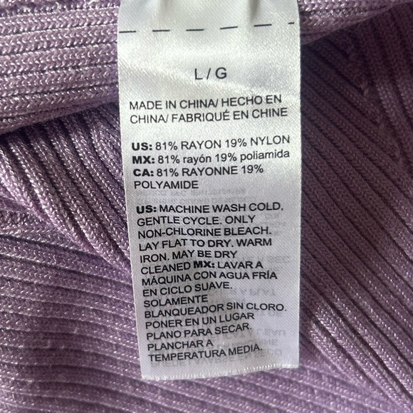 WHBM Y2K Pastel Sweetheart Lilac Ribbed Knit Tank Top Casual Coquette Staple | L - Picture 11 of 12